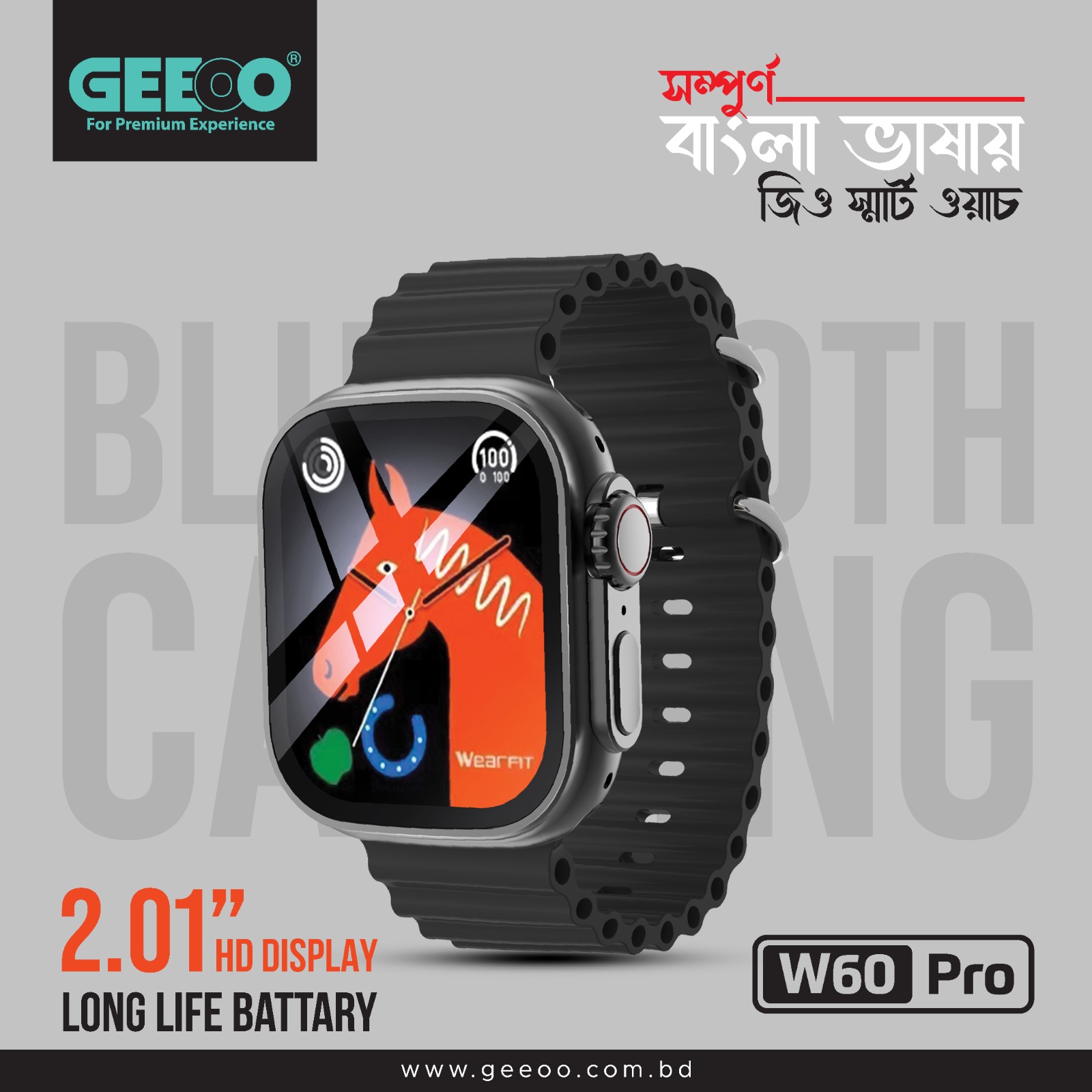 GEEOO W60 PRO Bluetooth Calling Smart Watch