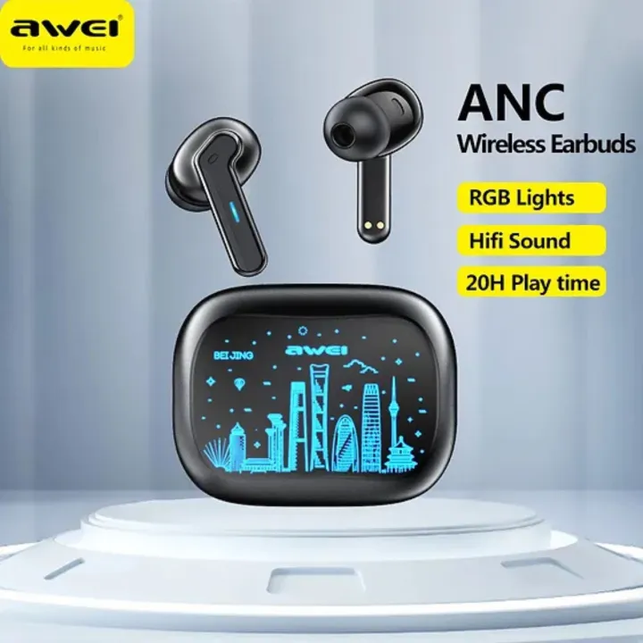 Awei T53 ANC TWS Wireless Earbuds Bluetooth 5.3 HiFi Music Active Noice Reduction + ENC HD Call Headset