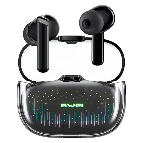 Awei T52 pro Bluetooth 5.3 Headphones Wireless Earbuds Colorful Breathing Light Headset In-Ear TWS Gaming Earphone DNS Headset