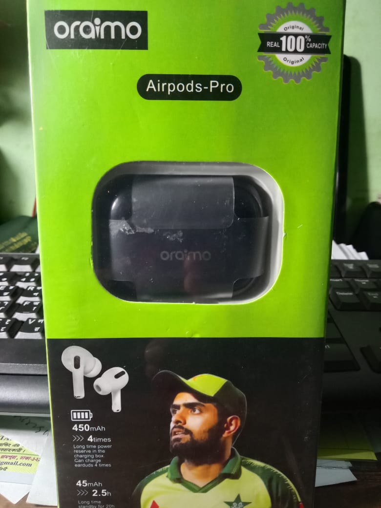Oraimo Airpods pro Black color TWS Wireless Earbuds BT Version 5.0 450mAh long lasting Battery Bluetooth Headphone