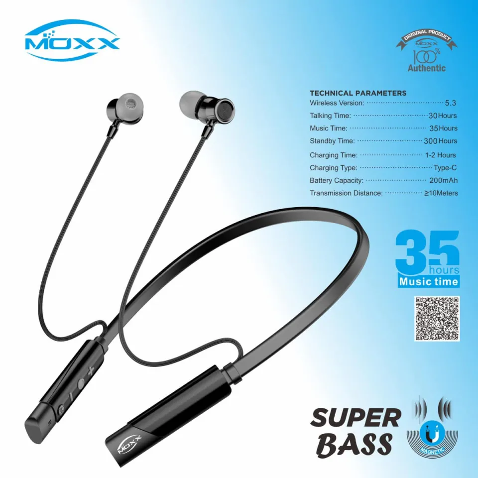 MOXX MN200 Super Base Neckband Bluetooth Headsets BT5.3 Sports IPX5 with Mic- best neckband