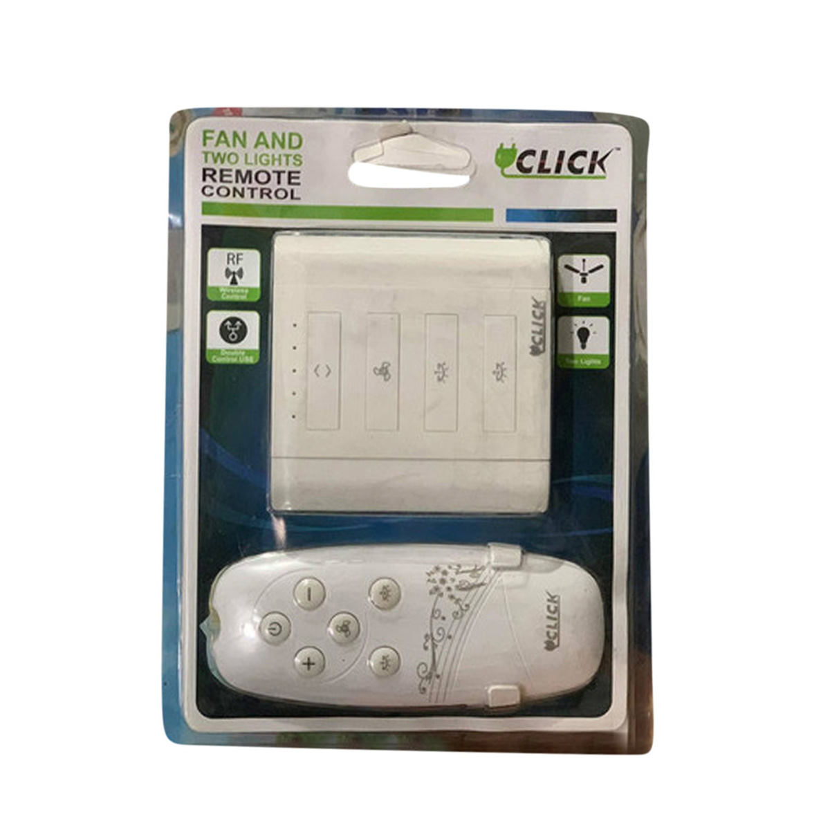 Click Wireless Remote Control Switch 2 Lights 1 Fan with Speed Regulation Dimmer Regulaotor Socket with 1 Year Brand Warranty