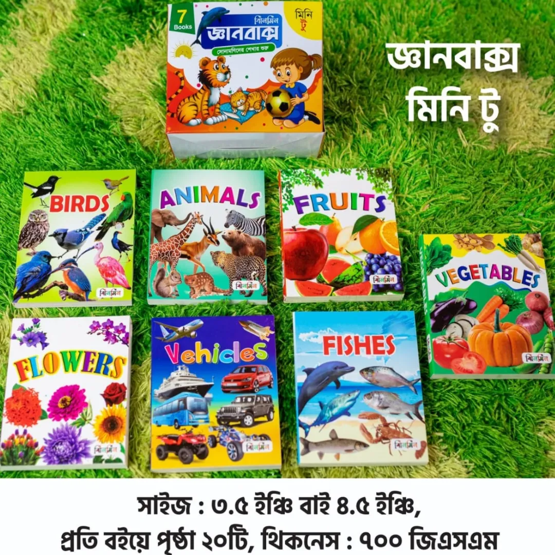 Jhilmil Gan Box-7pcs Book Set- Children primary education & brain development best laminated card Book for 2-8 year age